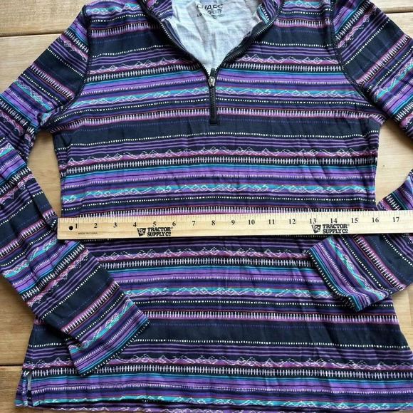 CHAPS SPORT LARGE Purple Multi-Color Striped Zip Mock Neck Western Shirt Jacket - Picture 7 of 10